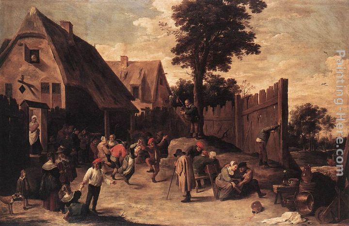 Peasants Dancing outside an Inn painting - David the Younger Teniers Peasants Dancing outside an Inn art painting